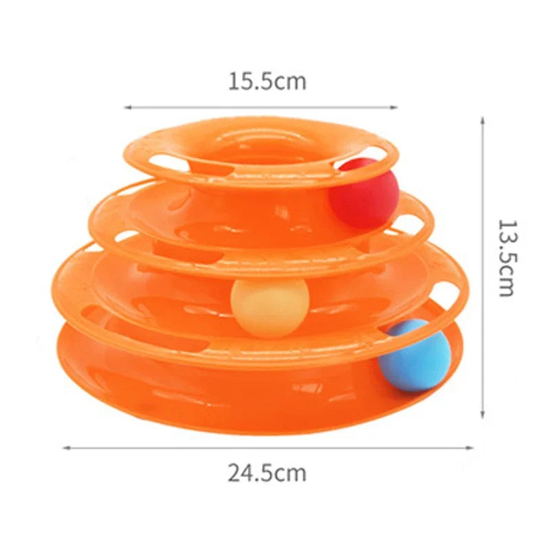 Interactive Tower Cat Toy Turntable Roller Balls