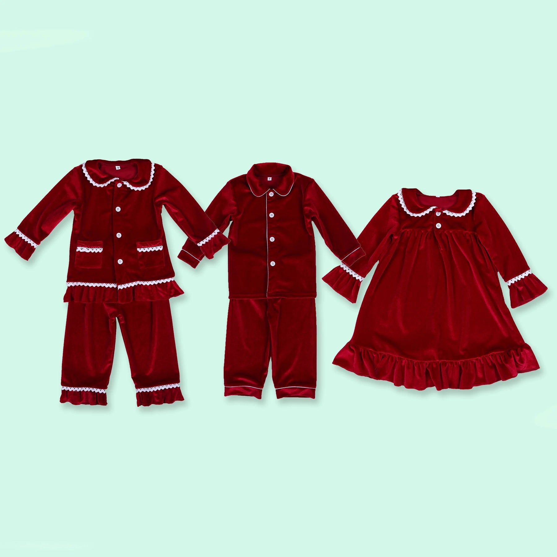 loungewear red velvet pyjamas