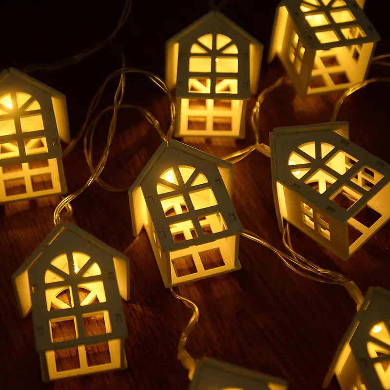 Wooden House LED Fairy Light String