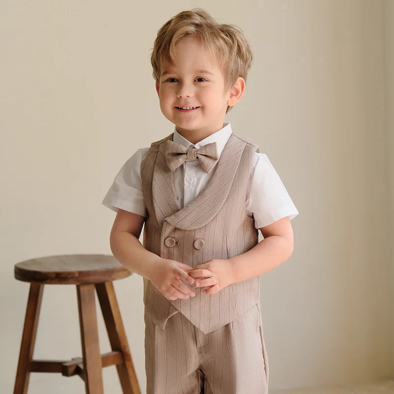 Children's Khaki Striped Suit Set