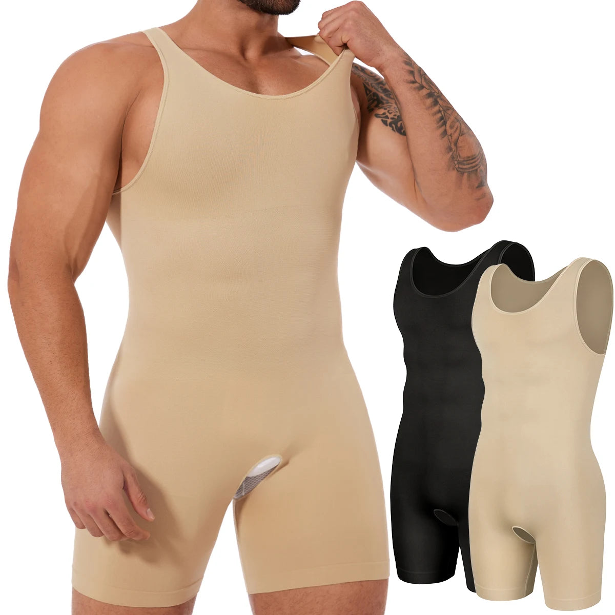 Men's Sleeveless Full Bodysuit