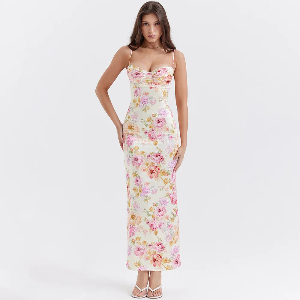 Summer Spaghetti Strap Floral Print Dress