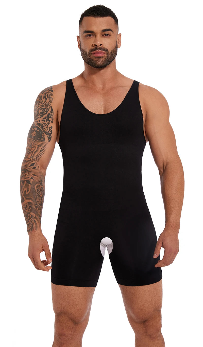 Men's Sleeveless Full Bodysuit