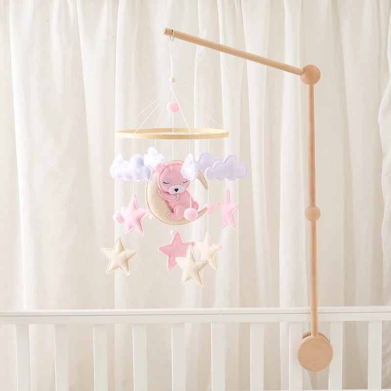 Wooden Crib Baby Bed Bell Rattle