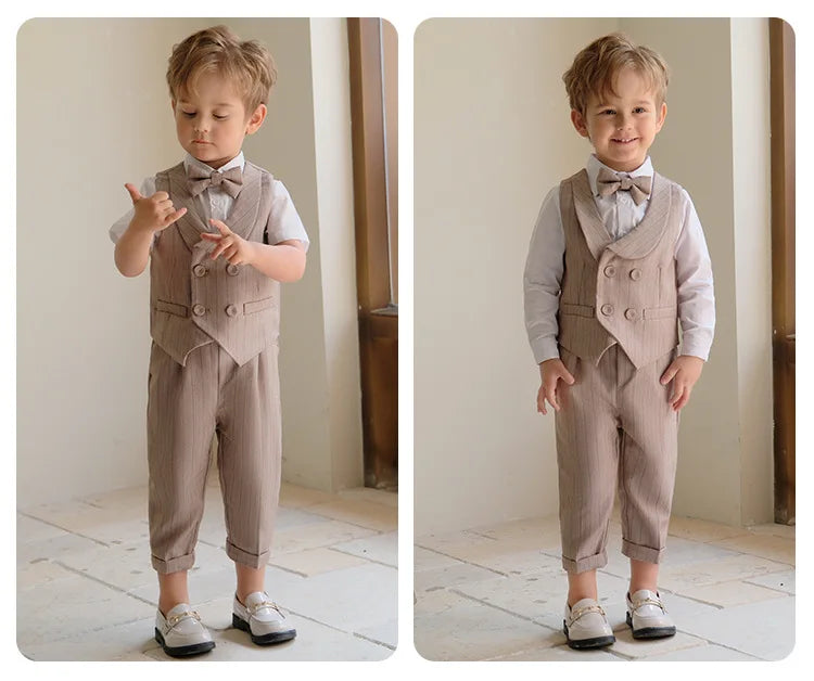 Children's Khaki Striped Suit Set