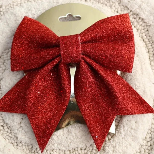 Large Red Gold Sparkling Bow Glitter