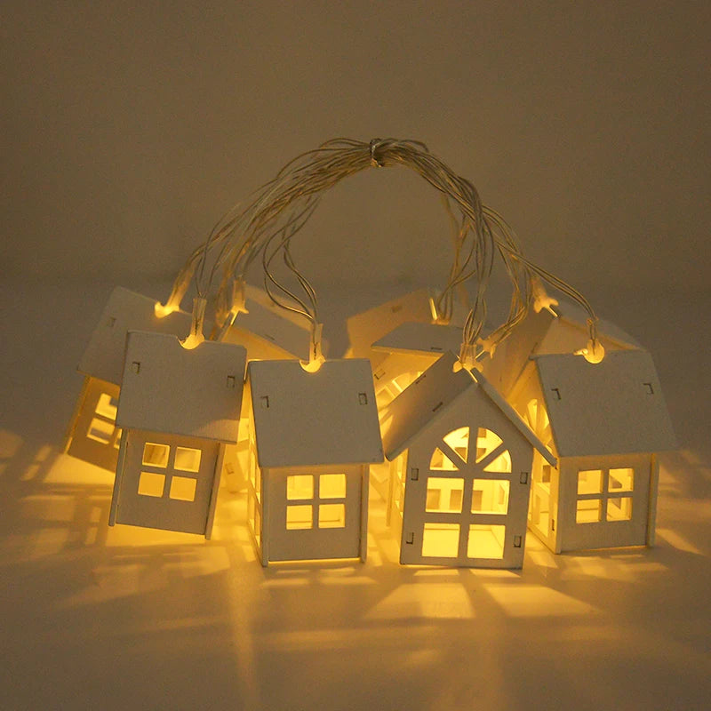 Wooden House LED Fairy Light String