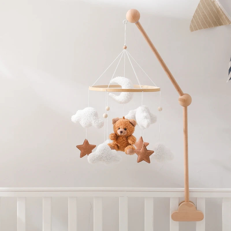 Wooden Crib Baby Bed Bell Rattle