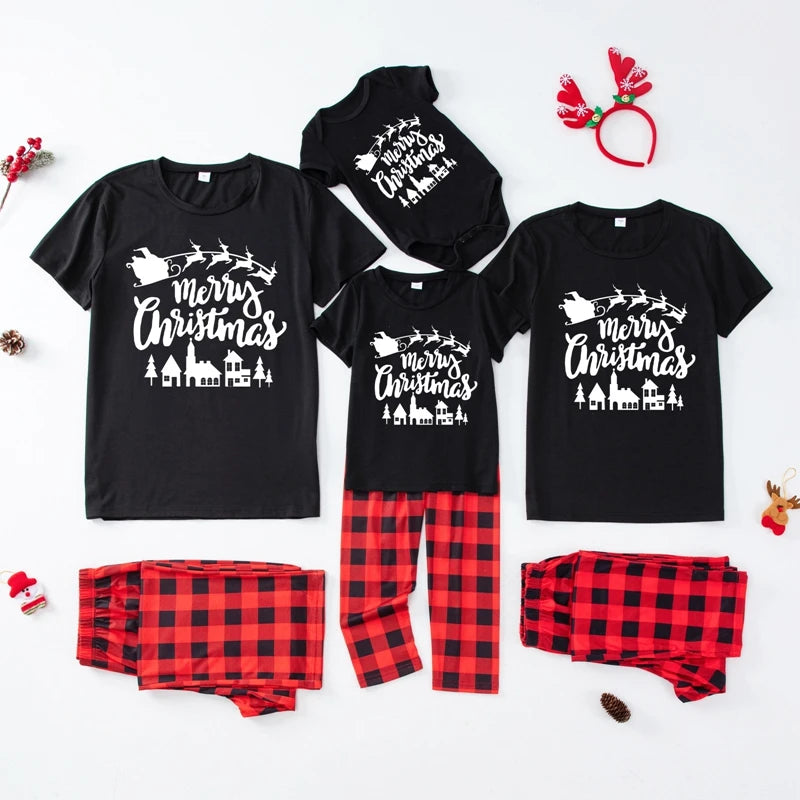 Santa Tree Cartoon Print Pajamas