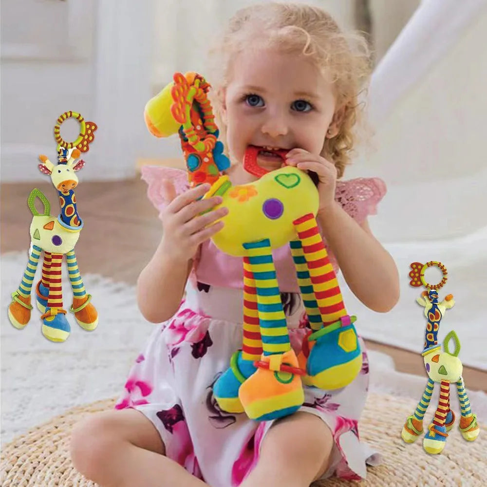 Animal Handbell Rattle Plush Giraffe Toys