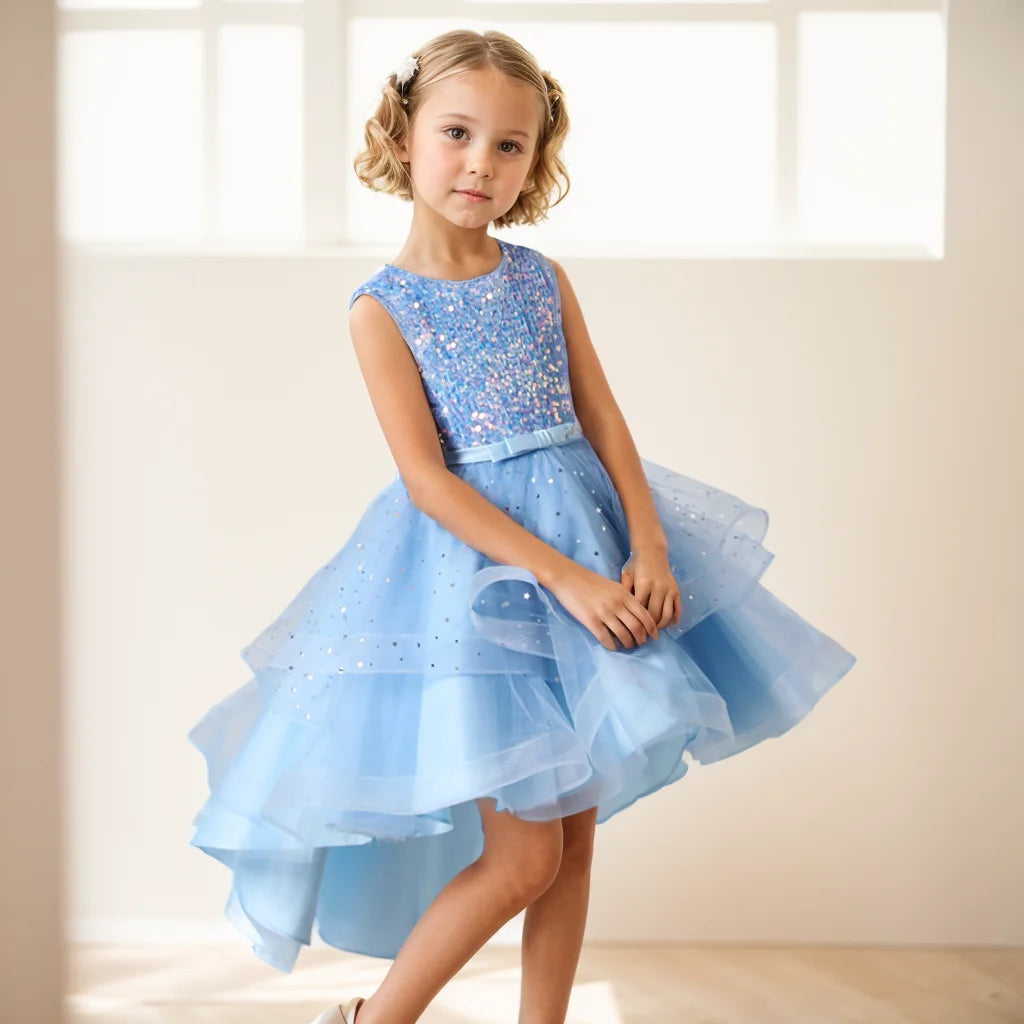 Girls Princess Sequins Teenager Dress