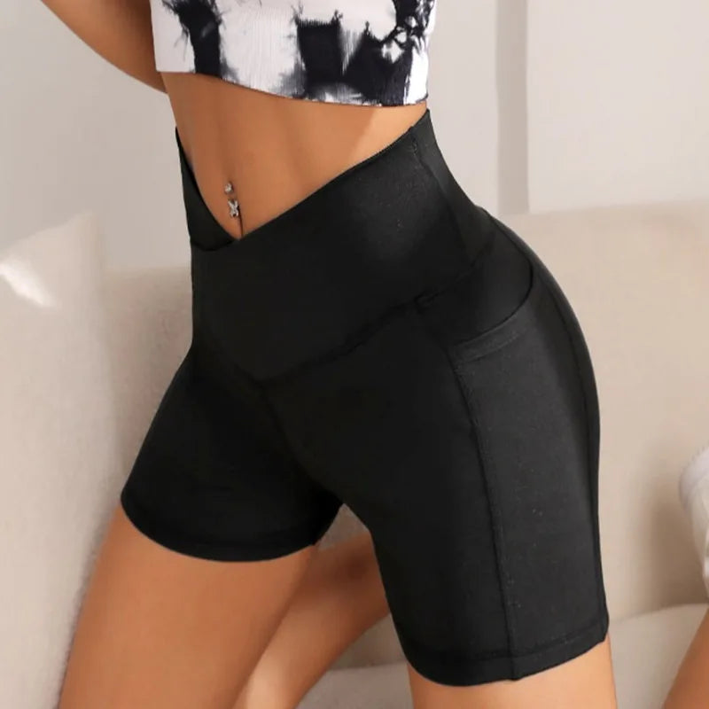 Seamless Fitness Yoga Shorts with Pocket