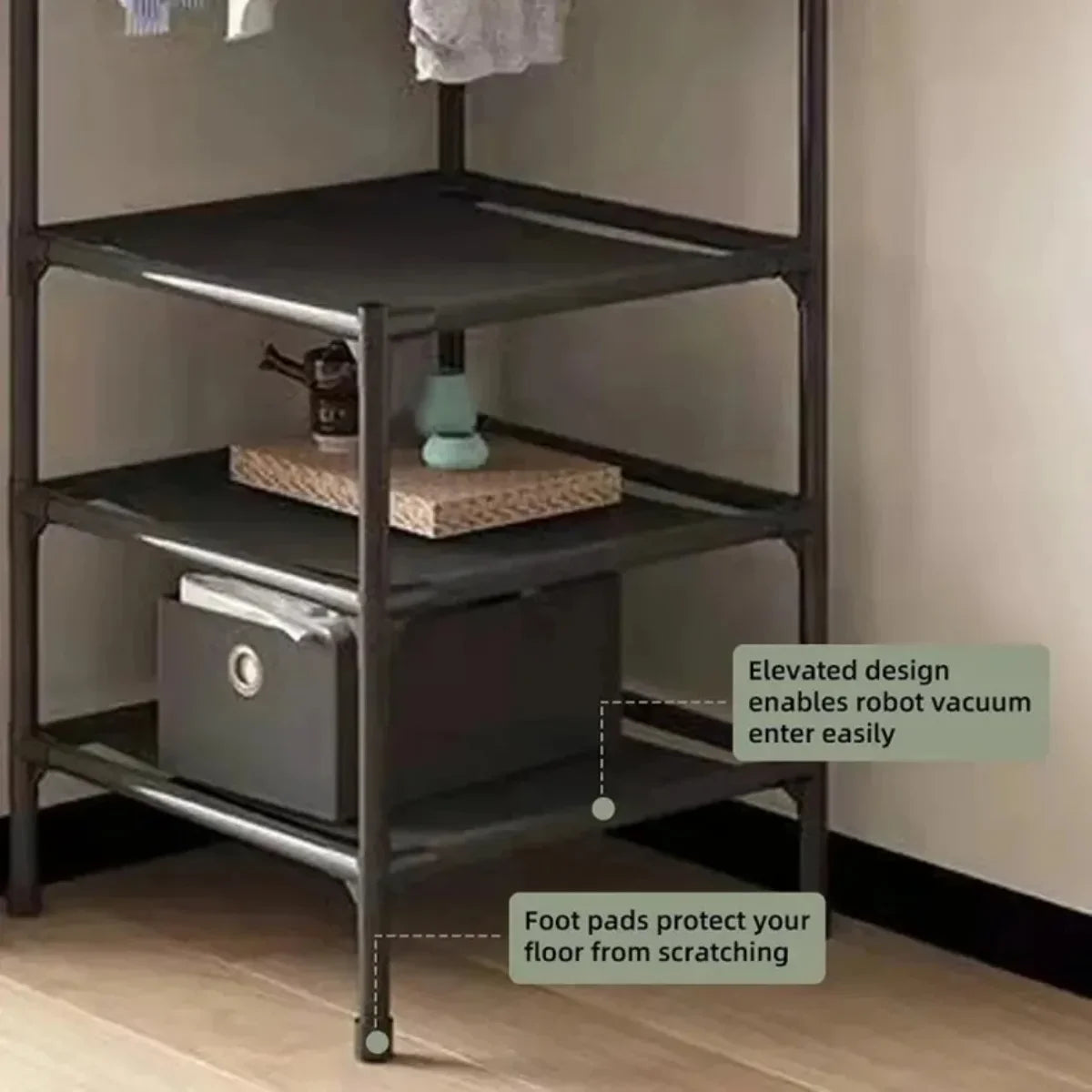 2 in 1 Corner Clothes Rack Nightstand Coat Rack