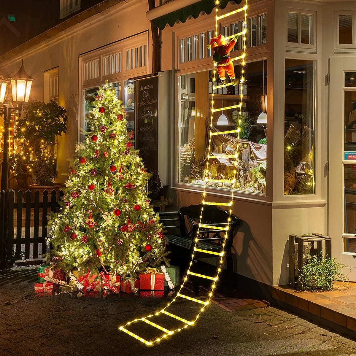 Santa Claus Climbing Ladder