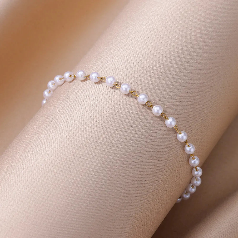 Pearl Bead Anklet for Women Foot Jewelry