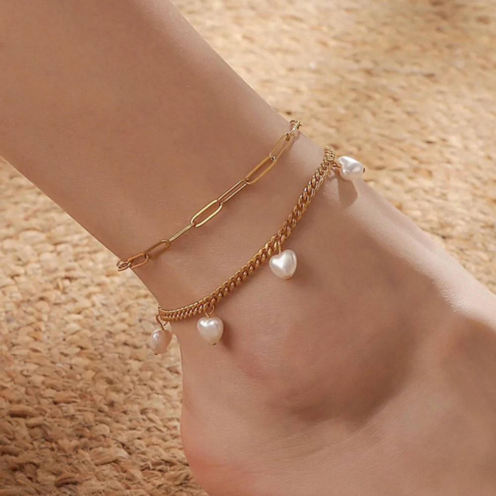 Pearl Bead Anklet for Women Foot Jewelry