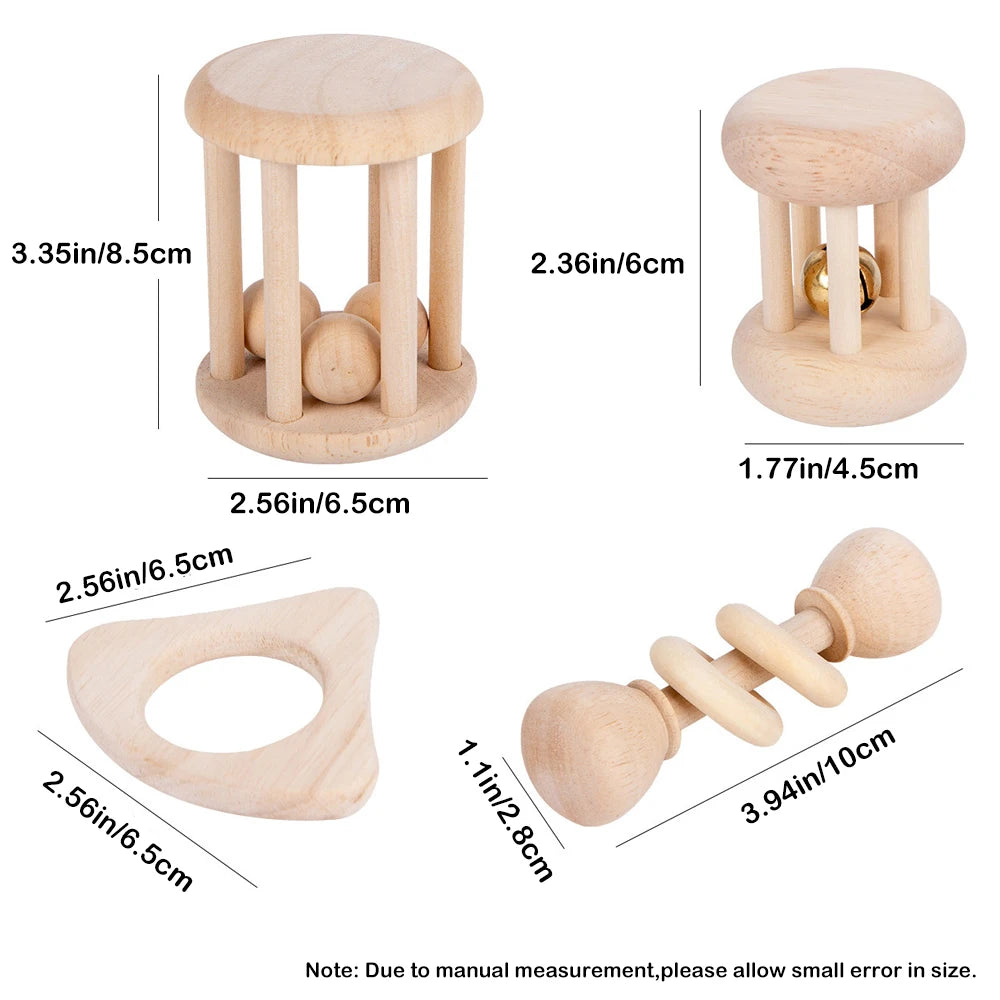 Wooden Baby Rattle Toy Montessori