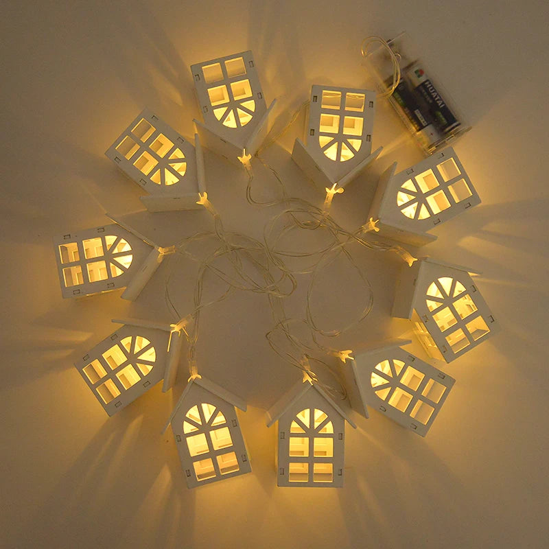 Wooden House LED Fairy Light String