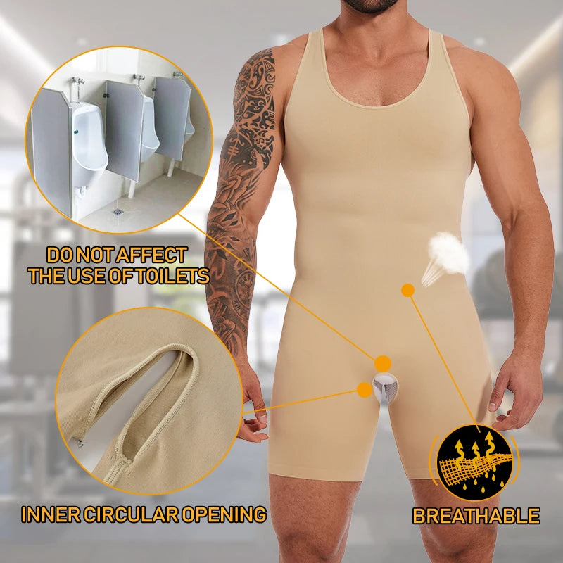 Men's Sleeveless Full Bodysuit