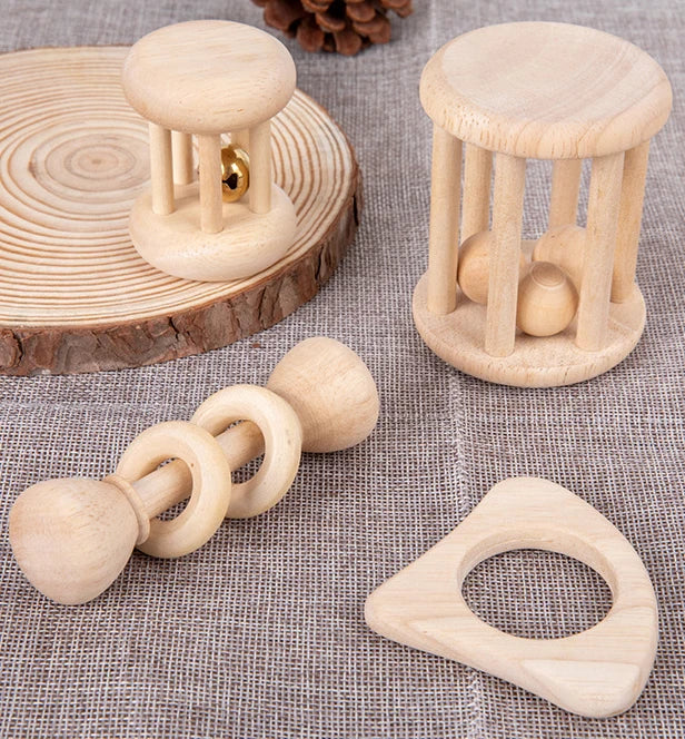 Wooden Baby Rattle Toy Montessori