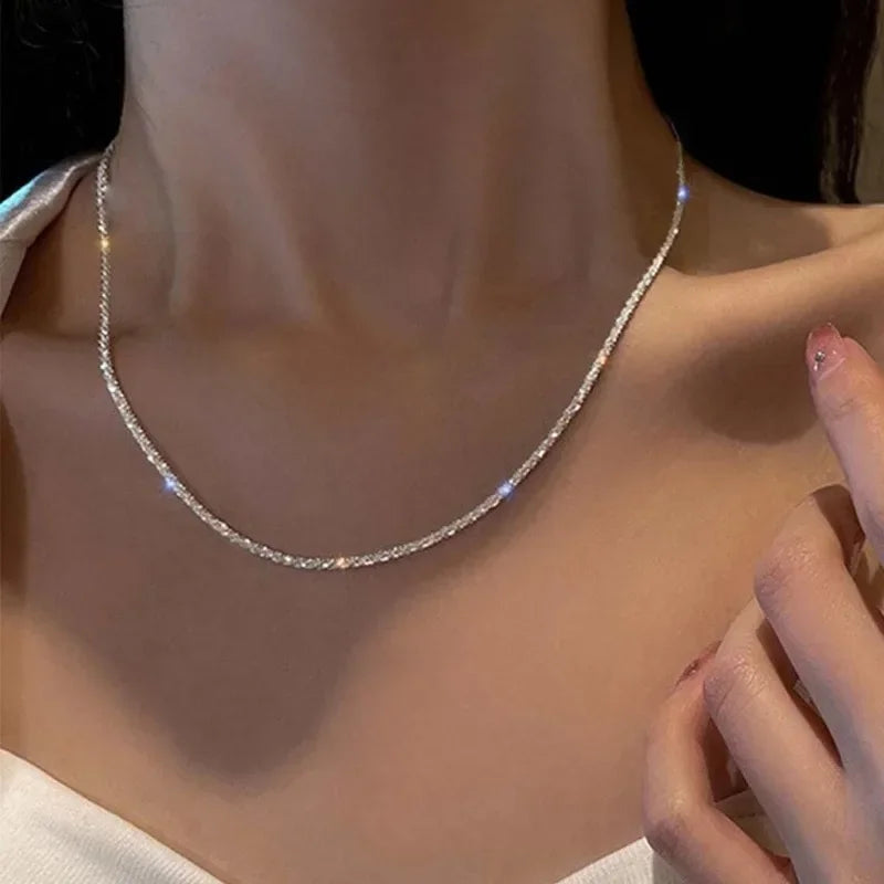 Sparkling Clavicle Chain Choker Necklace