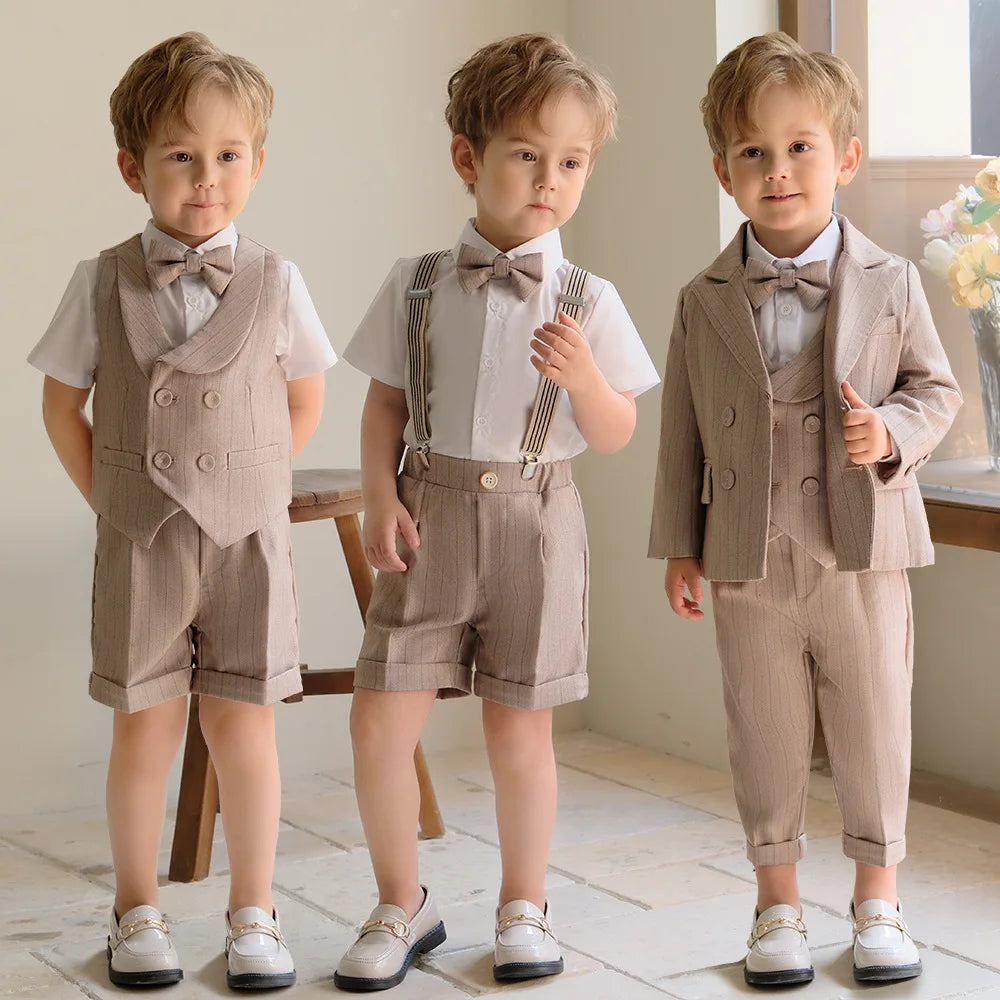 Children's Khaki Striped Suit Set