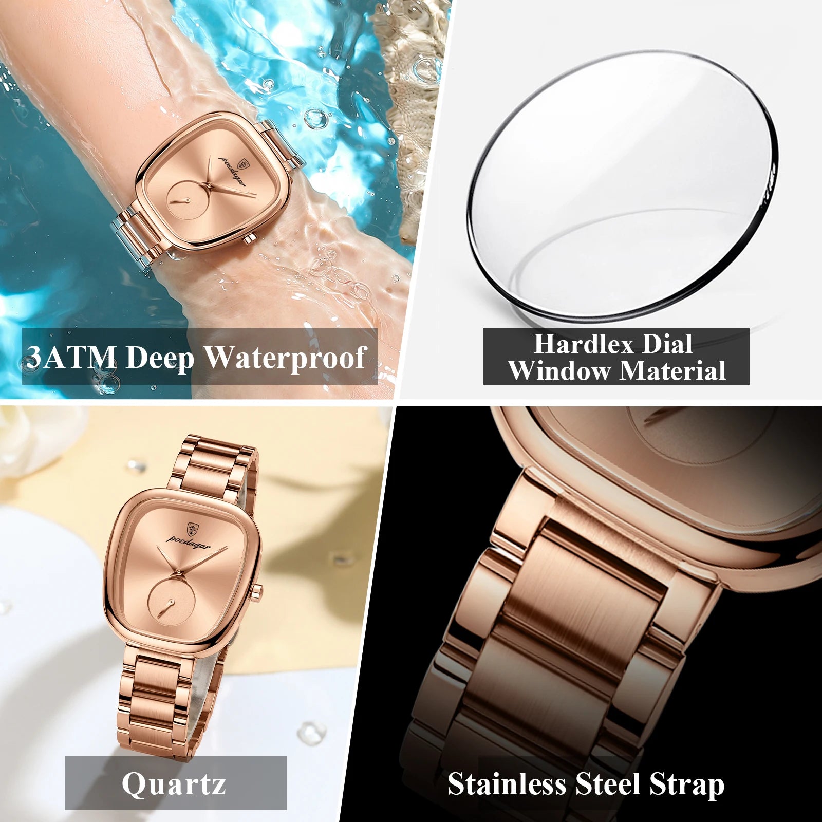 Waterproof Stainless Steel Quartz Ladies Watch