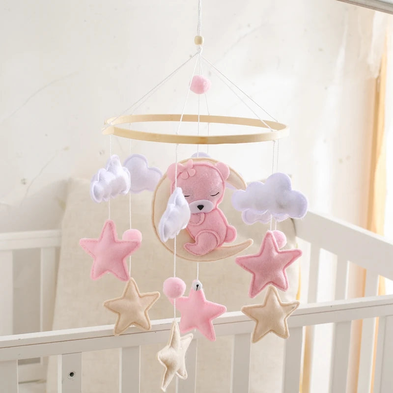 Wooden Crib Baby Bed Bell Rattle