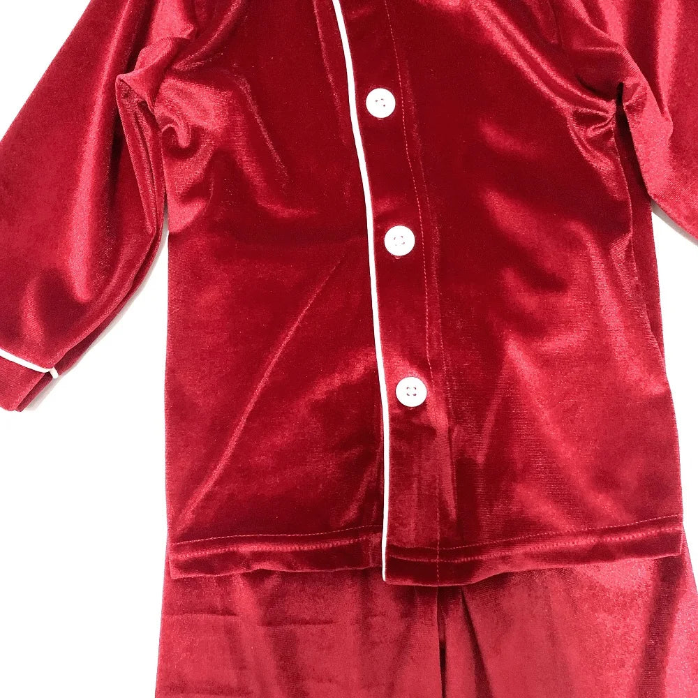 loungewear red velvet pyjamas