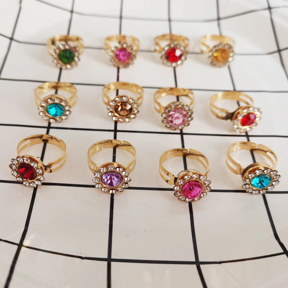 Adjustable Kids Crystal Rings