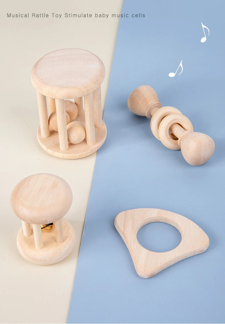 Wooden Baby Rattle Toy Montessori