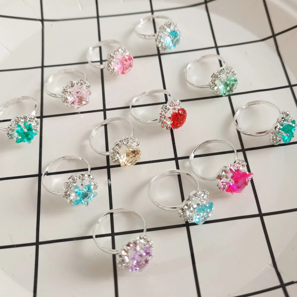 Adjustable Kids Crystal Rings