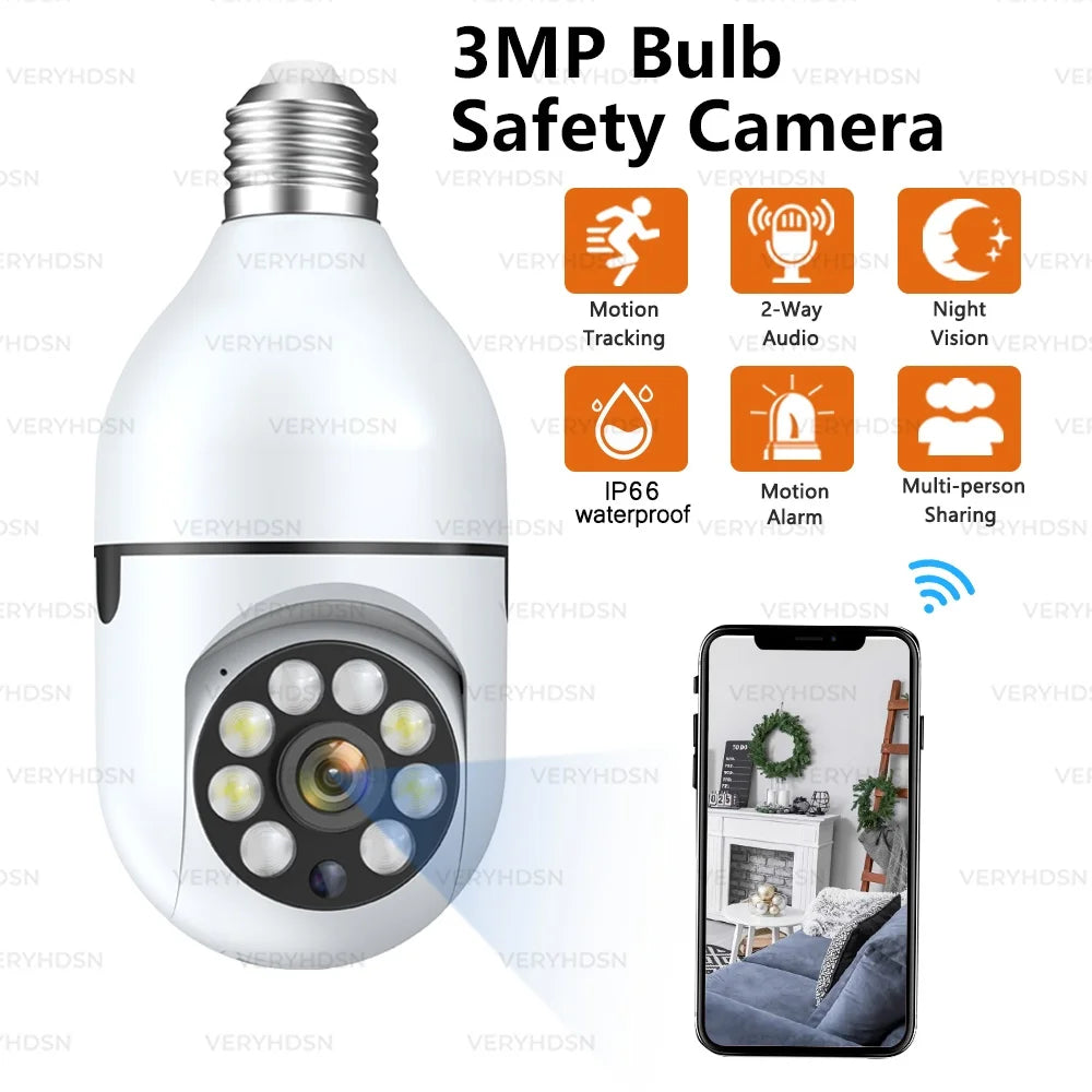 3MP Wifi E27 Bulb Camera