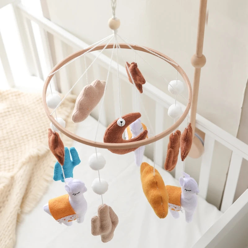 Wooden Crib Baby Bed Bell Rattle