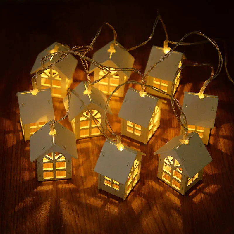 Wooden House LED Fairy Light String