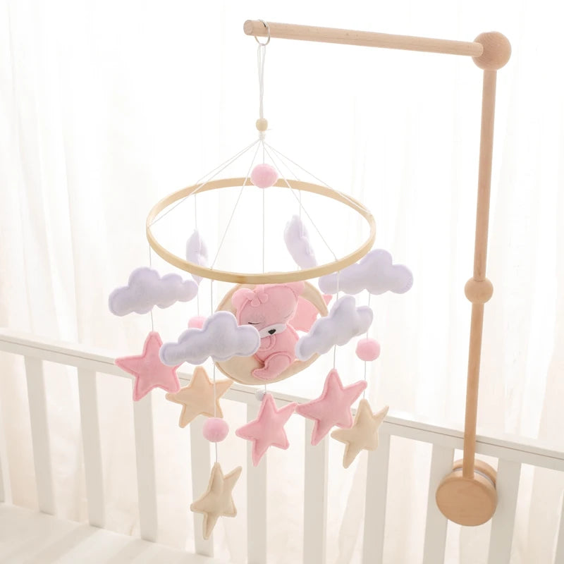 Wooden Crib Baby Bed Bell Rattle