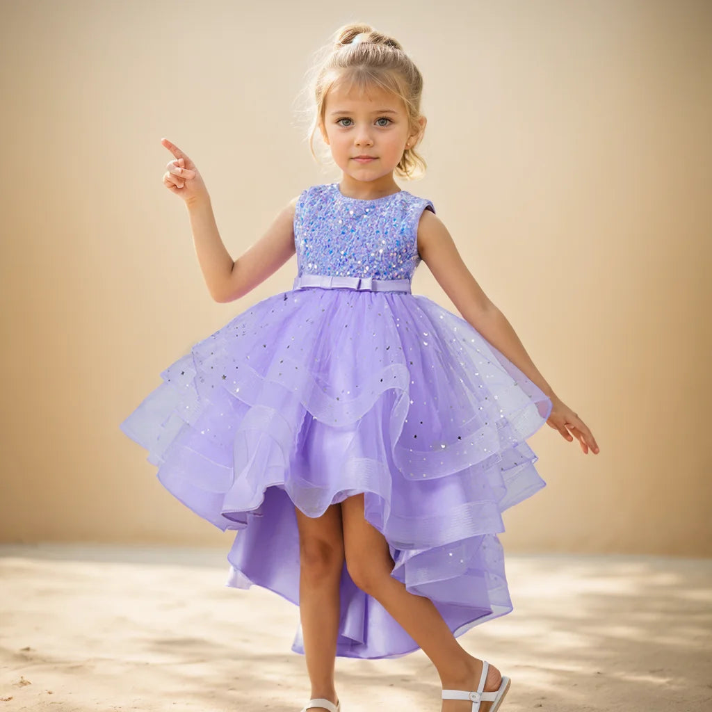 Girls Princess Sequins Teenager Dress