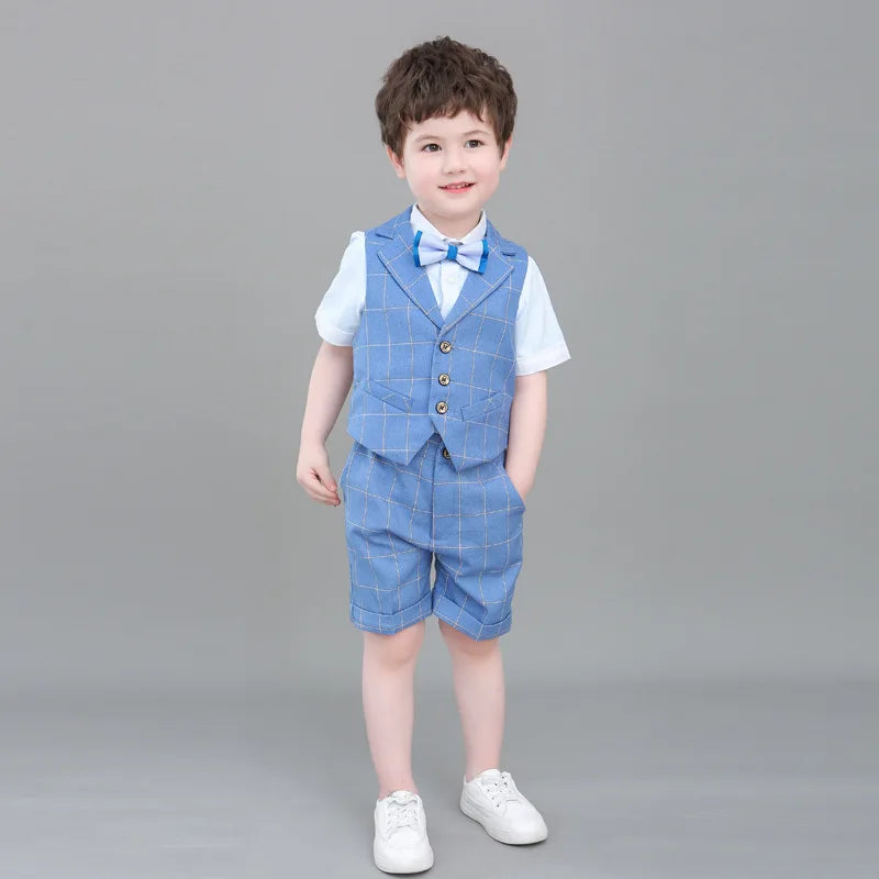 Boys Summer Dress Vest Suit Set