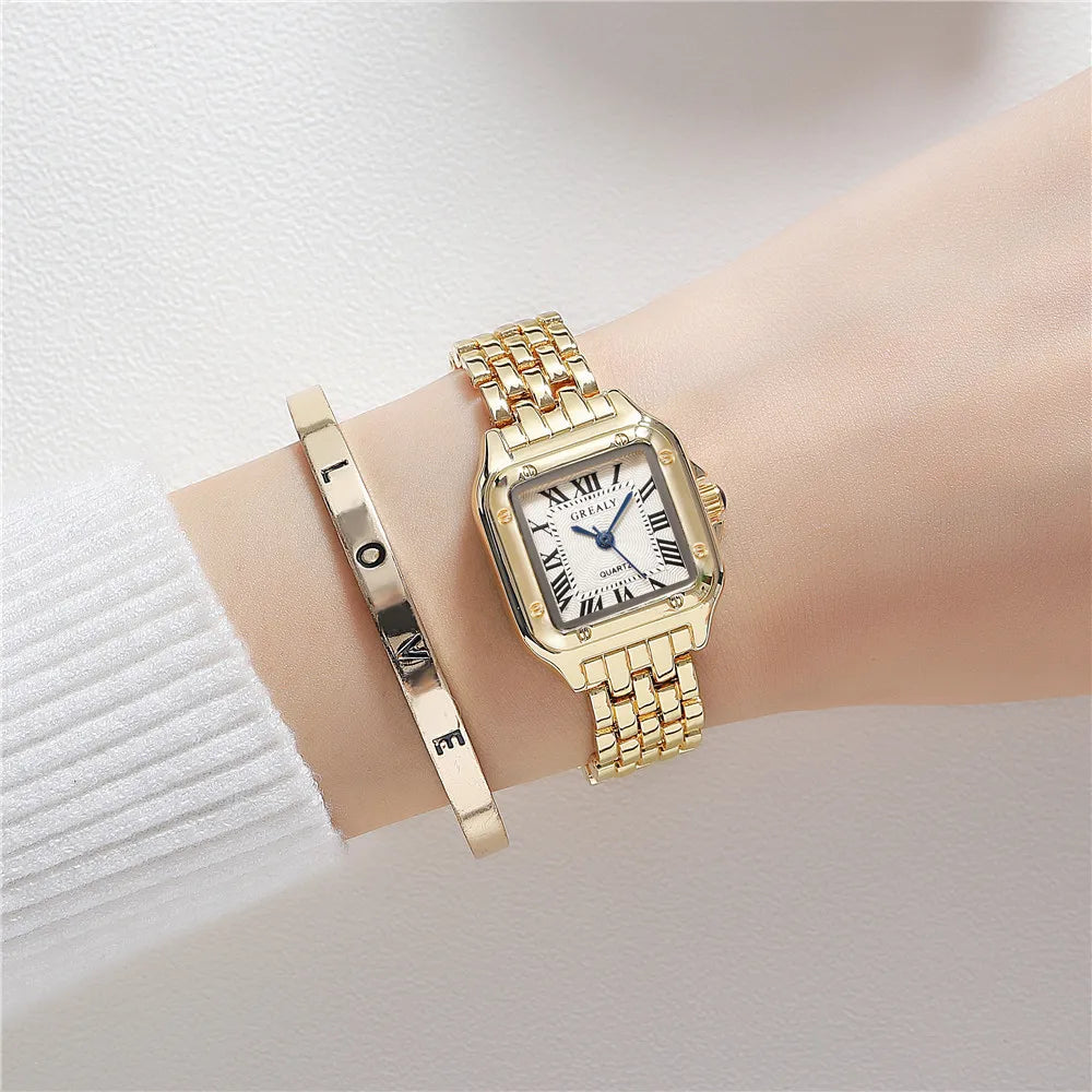 Gold Alloy Strap Luxury Watches