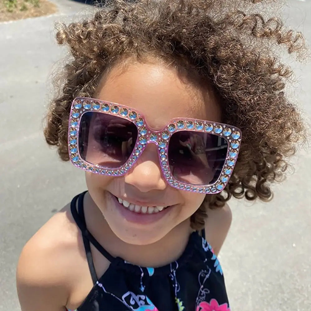 Rhinestone Diamond Children Square Sun Glasses