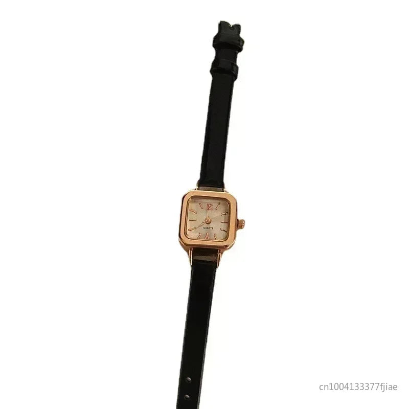 Square Dial Thin Leather Strap Wristwatch