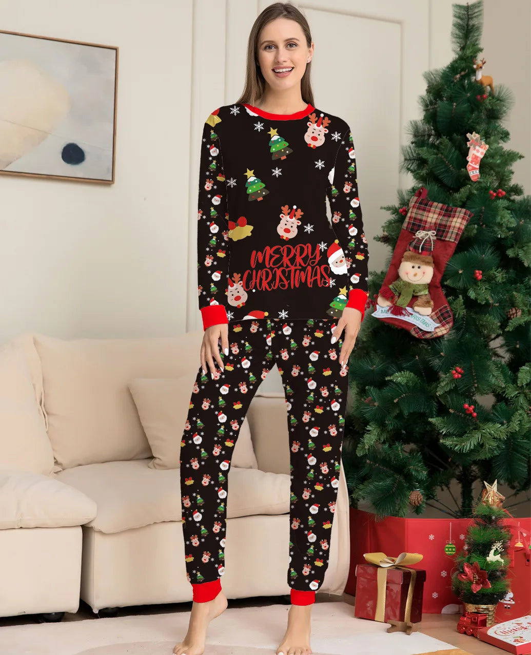 Christmas Santa Print Pajamas