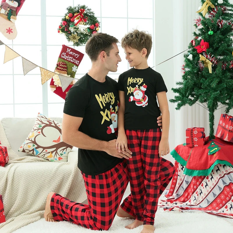 Santa Tree Cartoon Print Pajamas