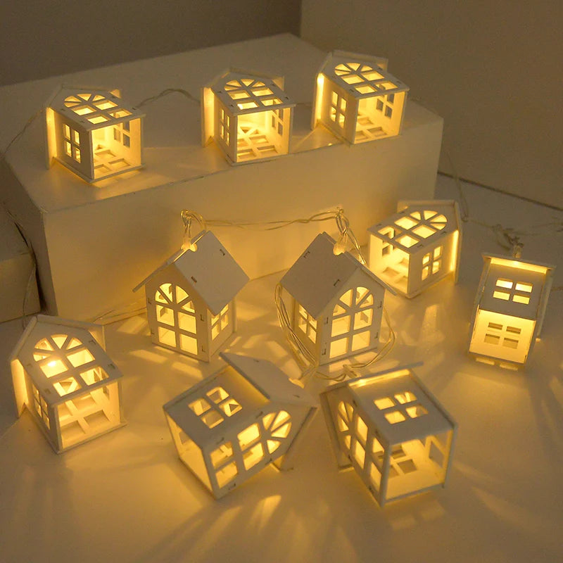 Wooden House LED Fairy Light String