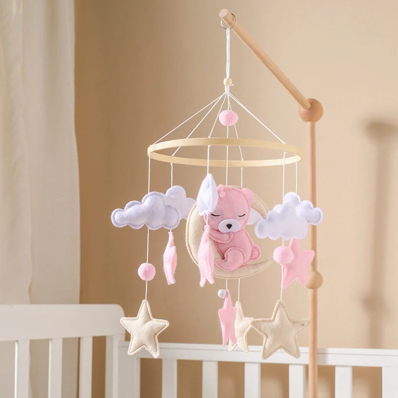 Wooden Crib Baby Bed Bell Rattle