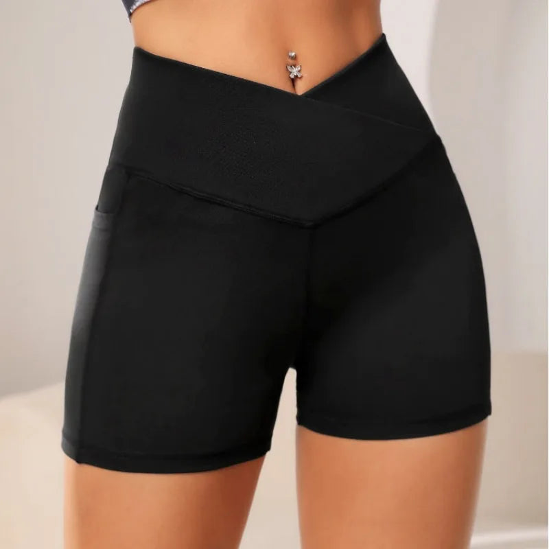 Seamless Fitness Yoga Shorts with Pocket