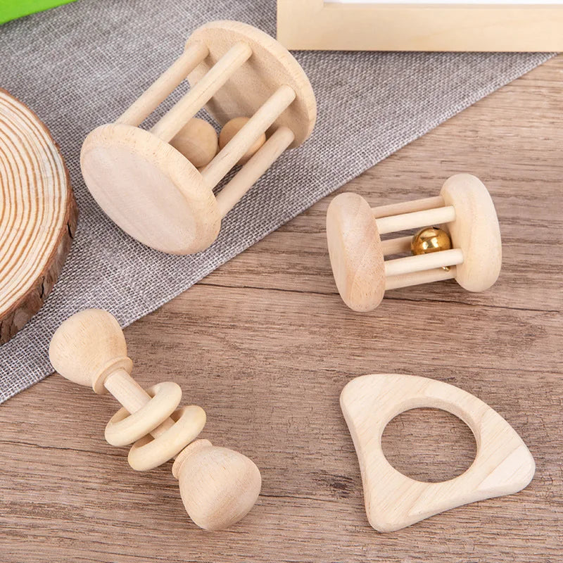 Wooden Baby Rattle Toy Montessori