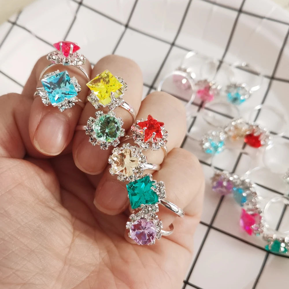 Adjustable Kids Crystal Rings