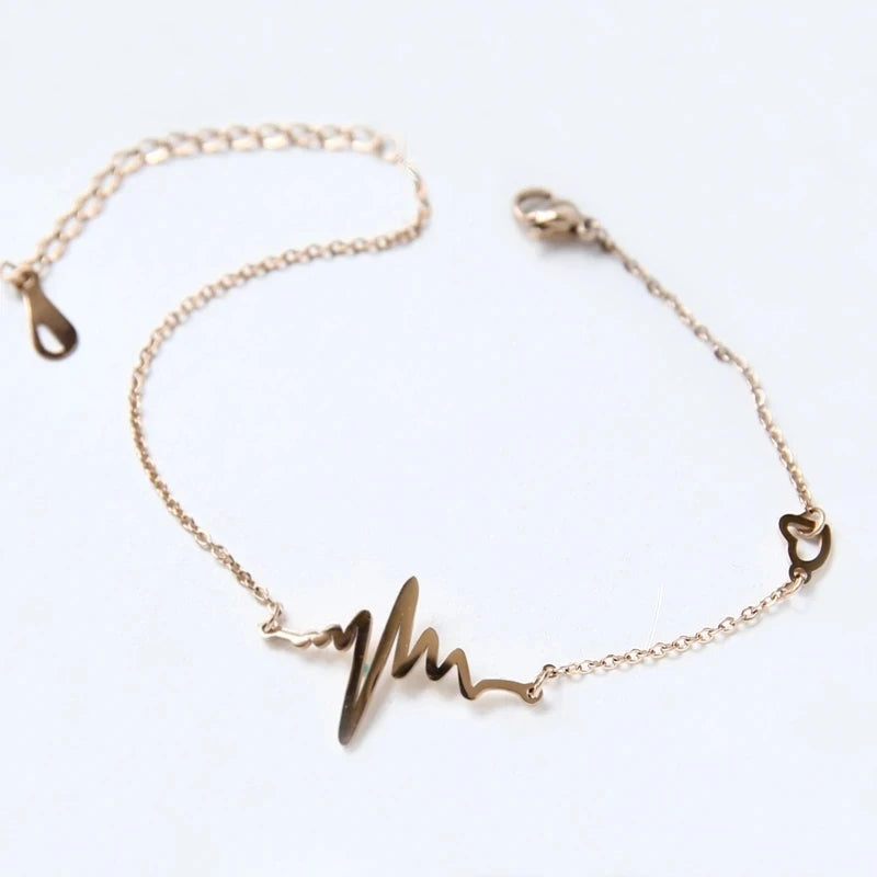 Stainless Steel Chain Heartbeat Anklets